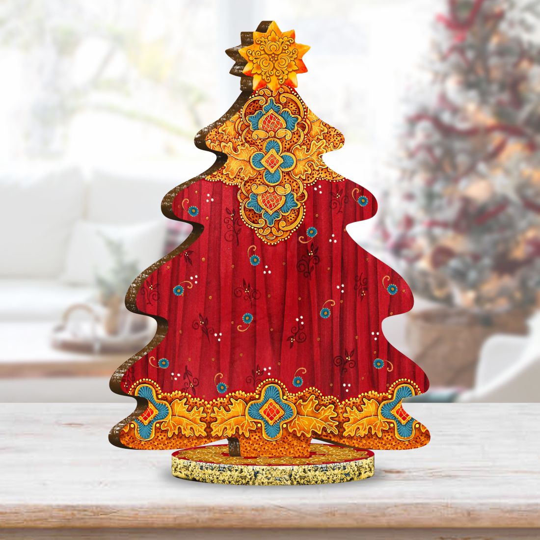 12 Days of Christmas Decorated Centerpiece Wooden Tree Figurine by G. Debrekht - Christmas Decor - 89303