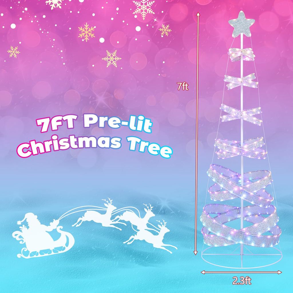 7 Feet Outdoor Spiral Christmas Tree for Party  Xmas New Year Decoration