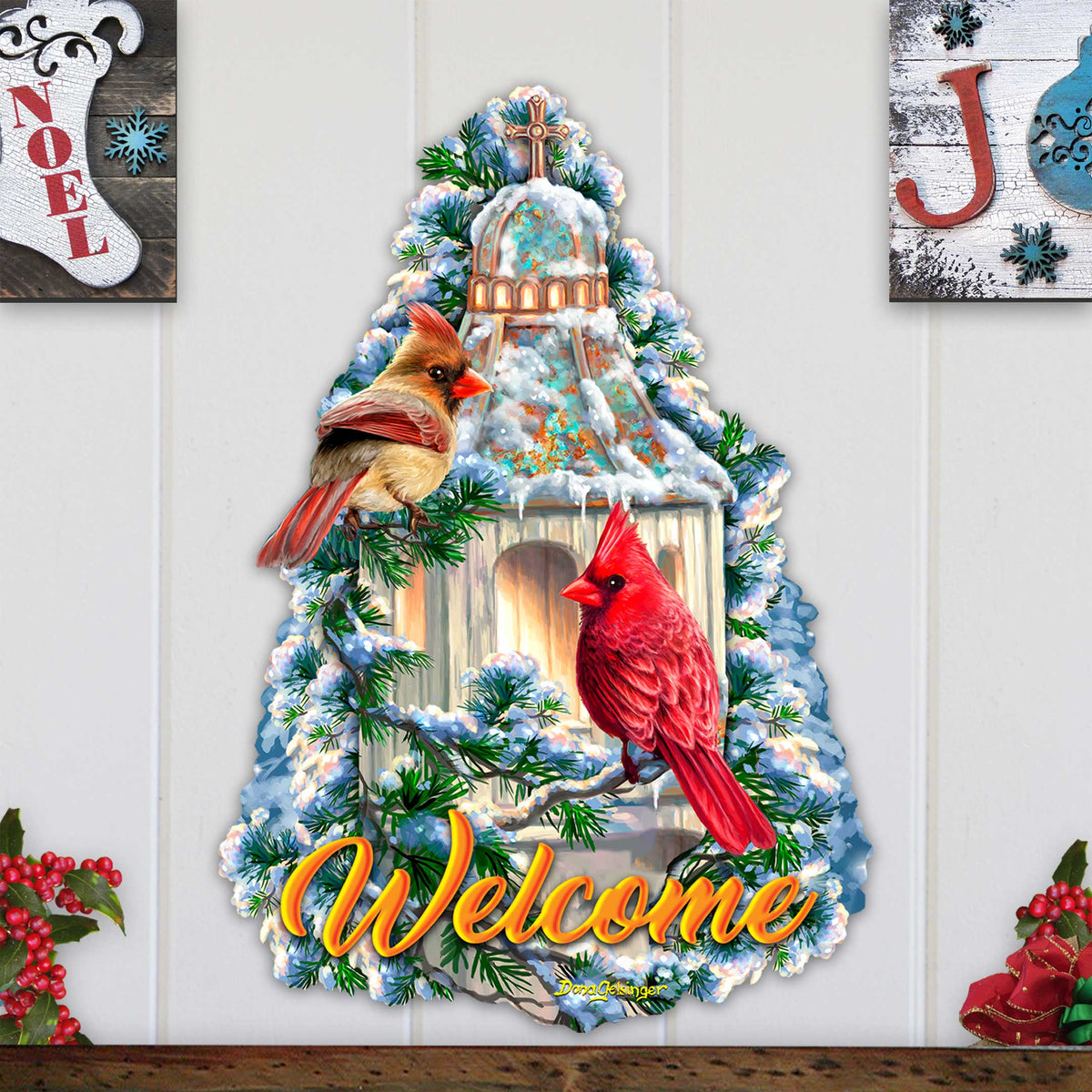 Little Cardinal Chapel Holiday Door Decor by D. Gelsinger - Christmas Decor - 8652809H-DG