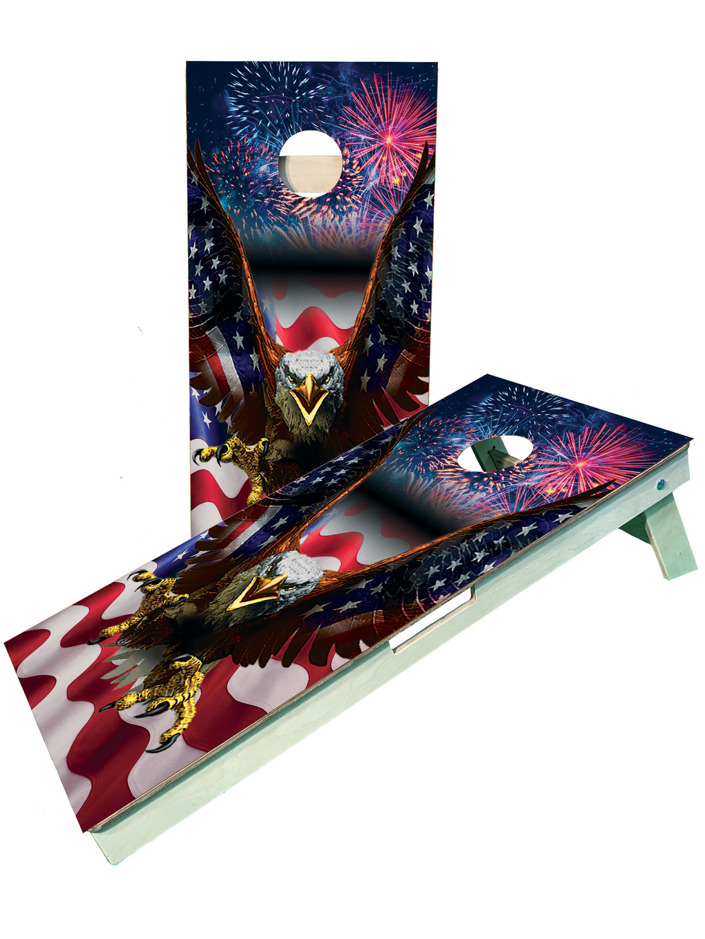 Eagle American Flag Fireworks Cornhole Boards