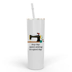 Sewing Travel Cup - Water Bottle Gift for Quilters - Sewing Machine Skinny Tumbler