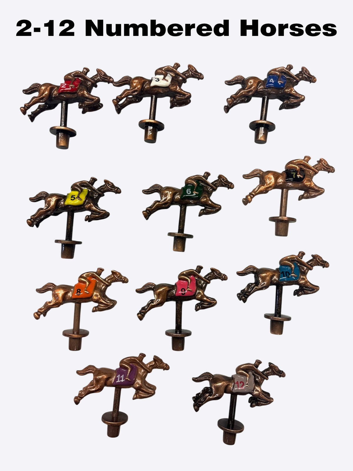 XL Horse Race Party Game – Brown Striped Track 18"x30" with Numbered Metal Horses