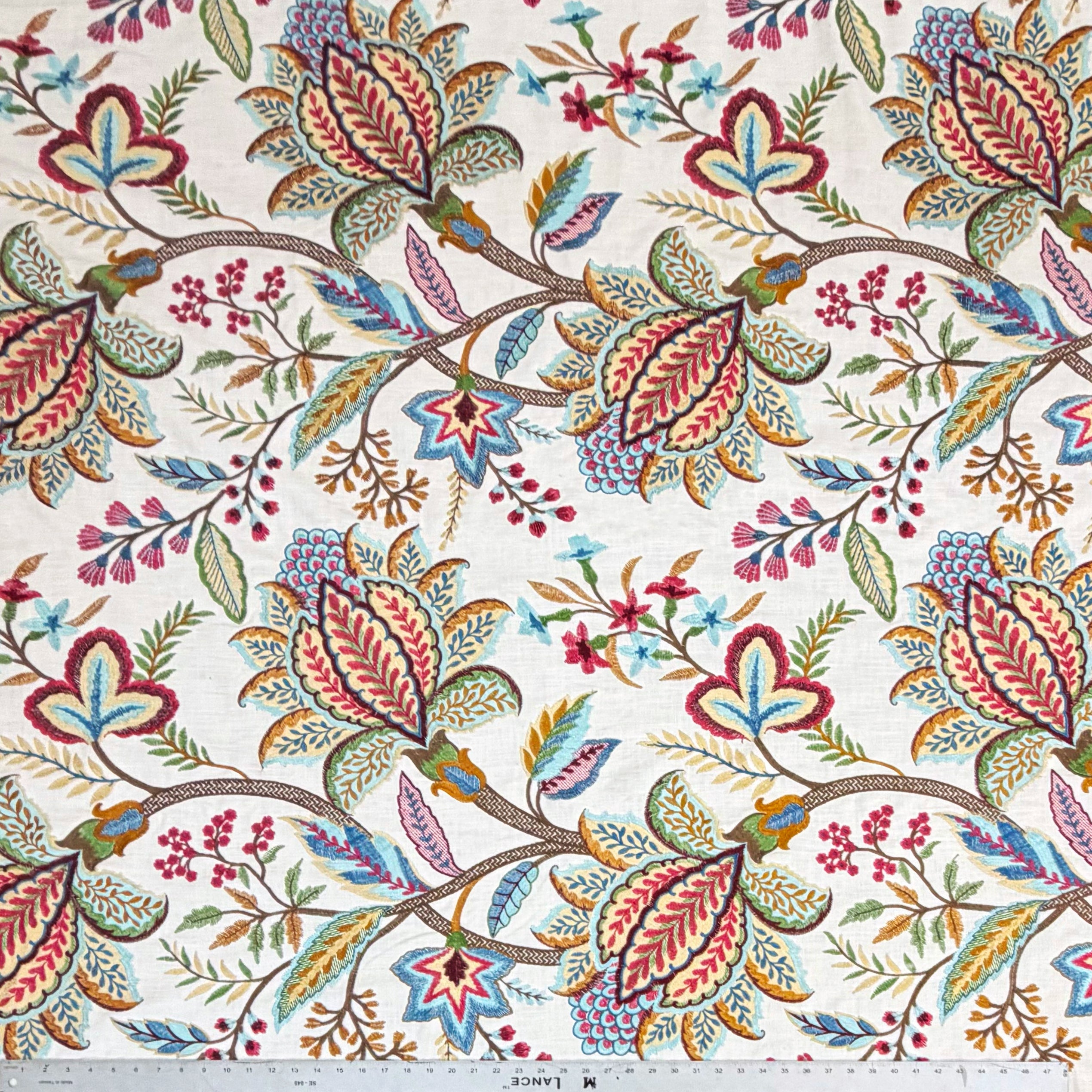 PENELOPE - CREWEL EMBROIDERY FABRIC, PERFECT FOR CURTAINS and DRAPERIES