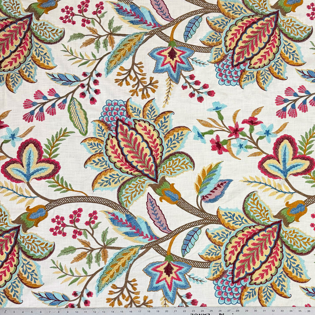 PENELOPE - CREWEL EMBROIDERY FABRIC, PERFECT FOR CURTAINS and DRAPERIES