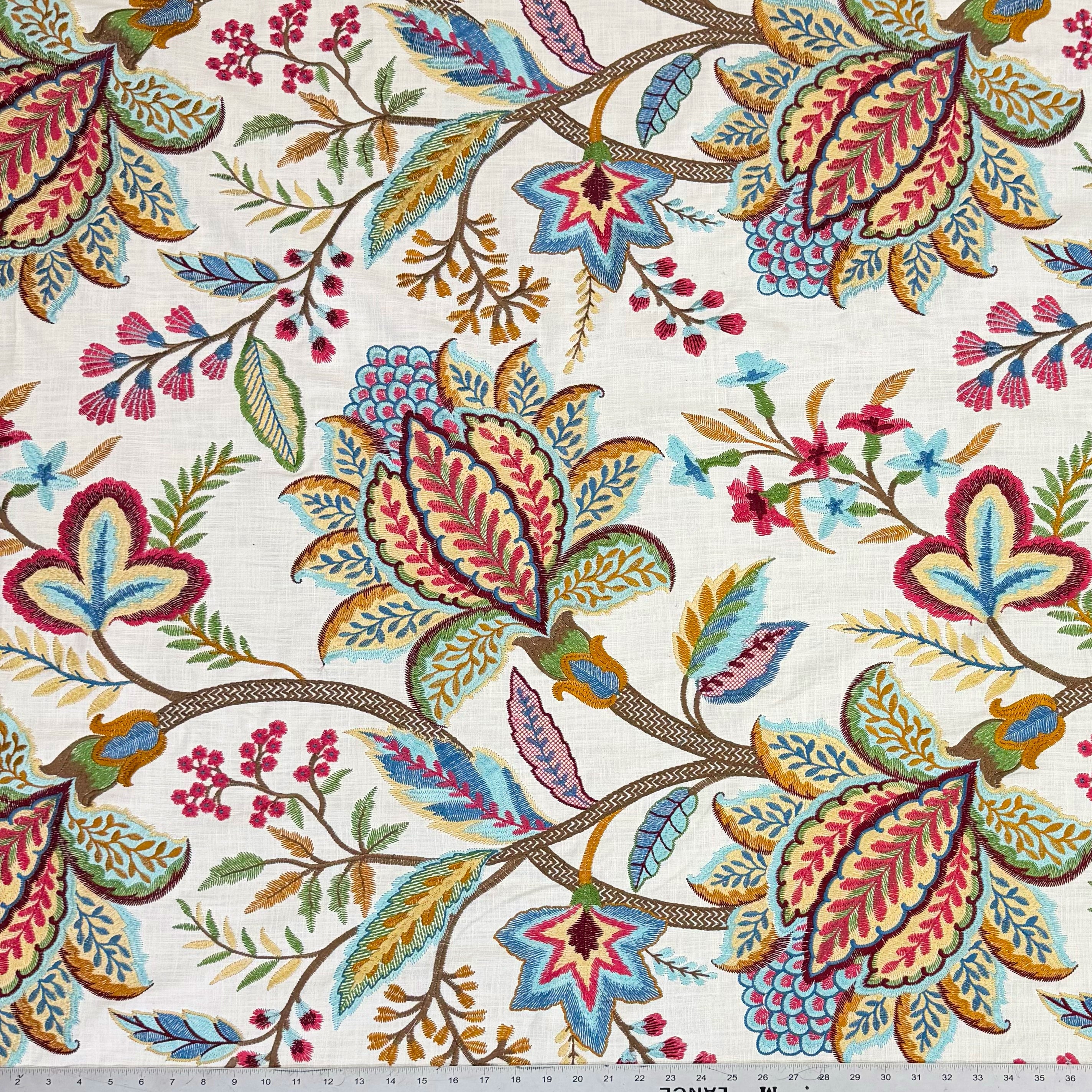 PENELOPE - CREWEL EMBROIDERY FABRIC, PERFECT FOR CURTAINS and DRAPERIES